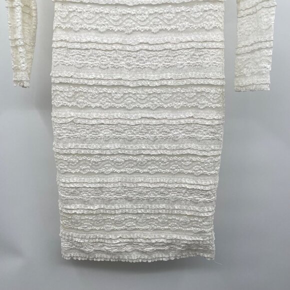 Chelsea & Violet Textured Lace Sheath Dress Midi Long Sleeve Ivory Size Medium - Picture 3 of 9